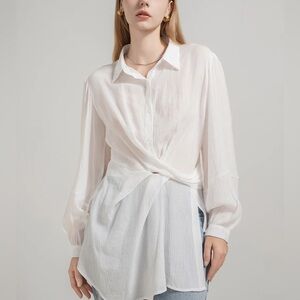 Knotted Front Irregular Cut Shirt